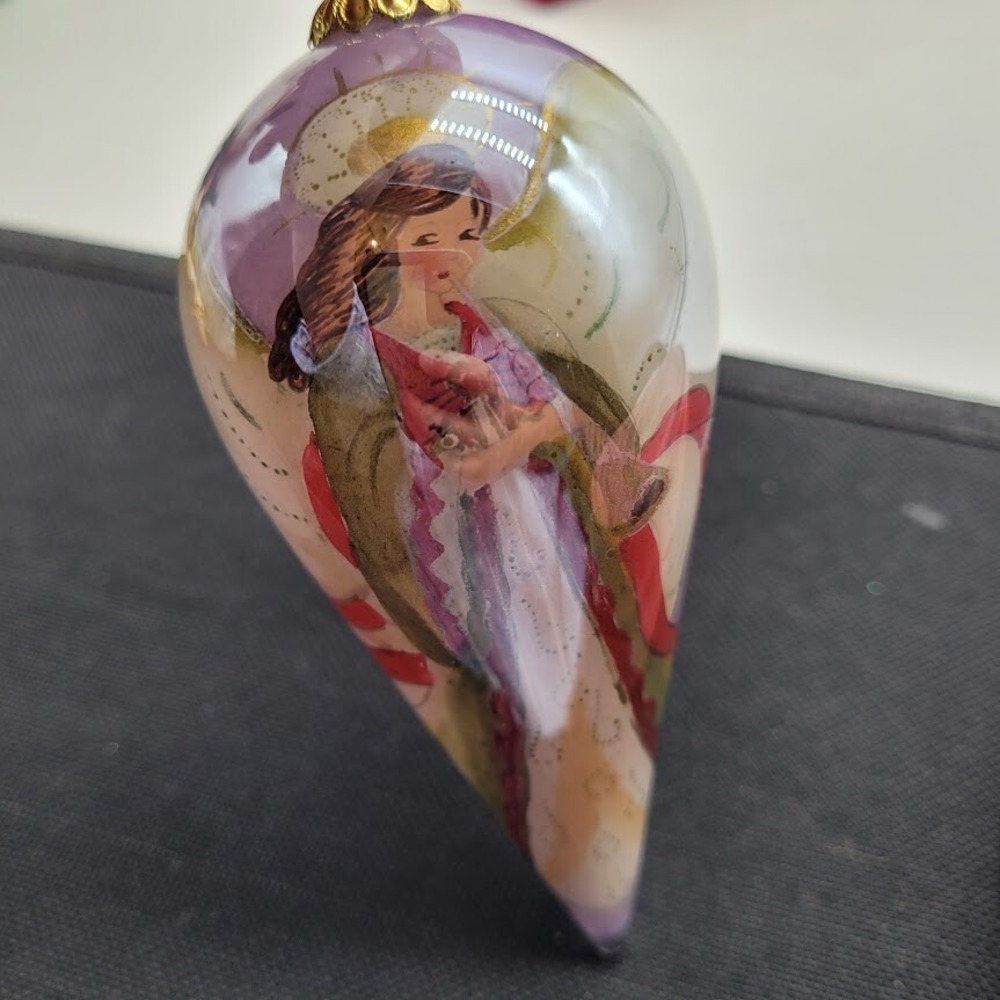 PIER 1 Import Li Bien Vintage 2004 Cone Angel Glass Ornament in Decorative Box